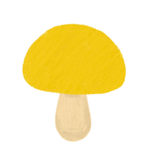 黄色キノコのイラスト　クレヨン風　ⒸAtelier Funipo